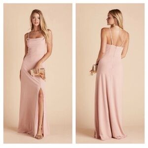 Birdy Grey Ash Dress Crepe Dusty Rose Maxi with Slit | Size Small